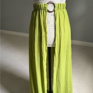 ASOS Lime Green Flowy Maxi Skirt with Ring Detail – Size S/M